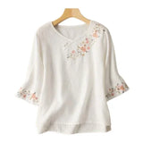 Blouse Brodée Col Asymétrique – Léana