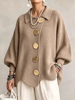 Lison | Gilet oversize en maille à boutons dorés