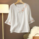 Blouse Brodée Col Asymétrique – Léana
