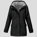 Margot | Veste Imperméable Chaude à Capuche – Noir