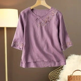 Blouse Brodée Col Asymétrique – Léana