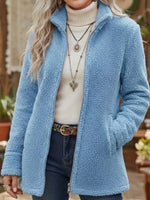 Veste Claire – Col Montant Zippée Effet Laine