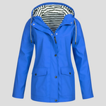 Margot | Veste Imperméable Chaude à Capuche – Bleu