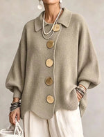 Lison | Gilet oversize en maille à boutons dorés