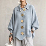Lison | Gilet oversize en maille à boutons dorés