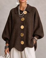 Lison | Gilet oversize en maille à boutons dorés
