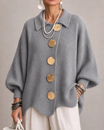 Lison | Gilet oversize en maille à boutons dorés