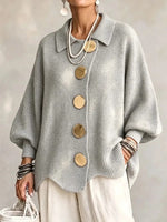 Lison | Gilet oversize en maille à boutons dorés