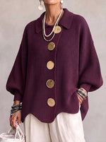 Lison | Gilet oversize en maille à boutons dorés
